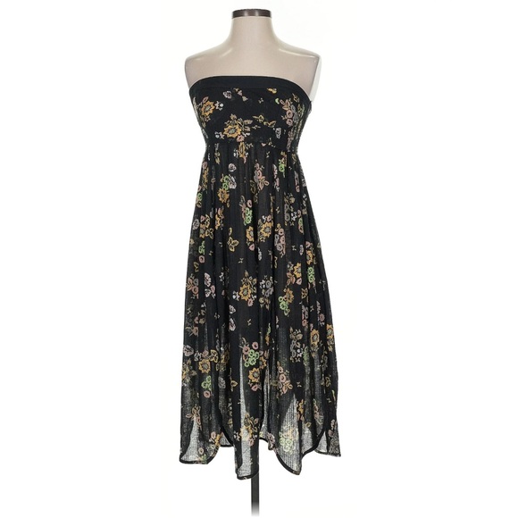Free People Kitty Midi Dress Floral Strapless Dress Size Small - Picture 2 of 13